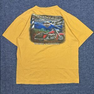 Vintage 90s Harley Davidson T Shirt Kitty Hawk North Carolina Mens XL Yellow USA